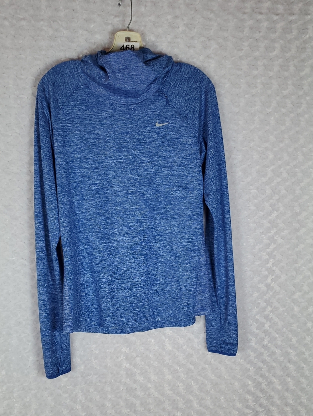Nike Blue Heathered Long Sleeve Hooded Top M